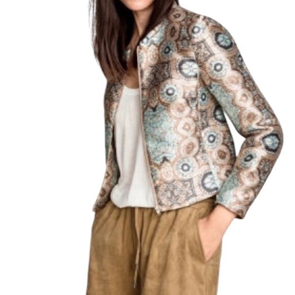 H&M Conscious Floral Zippered Bomber Jacket Size 10 - Picture 1 of 8